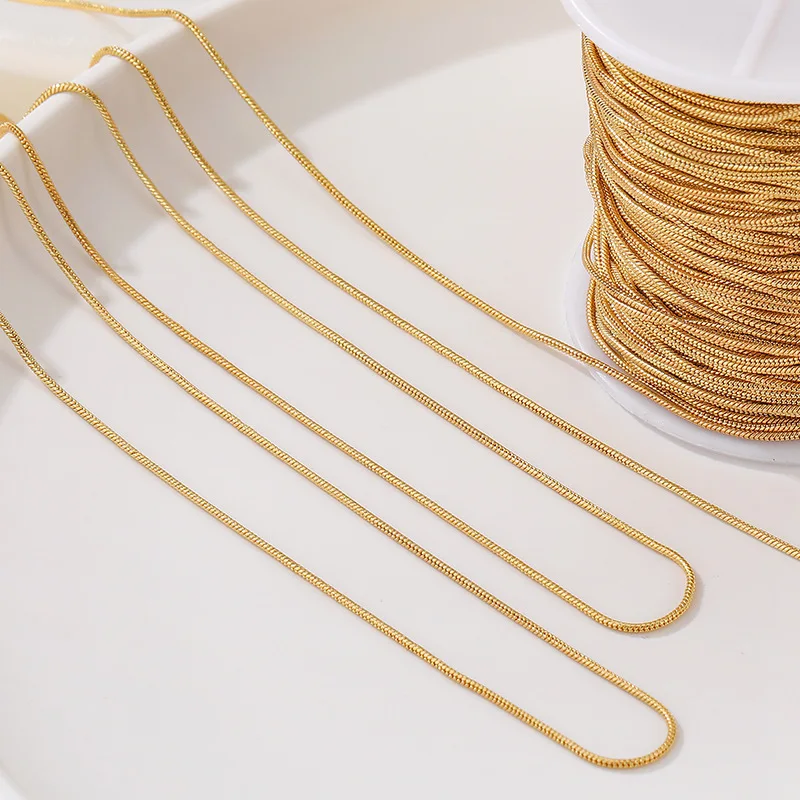 

1 Meter 14K Real Gold Plated Brass Snake Bone Chain For Handmade DIY Necklace Bracelet Clavicle Jewelry Making Accessories