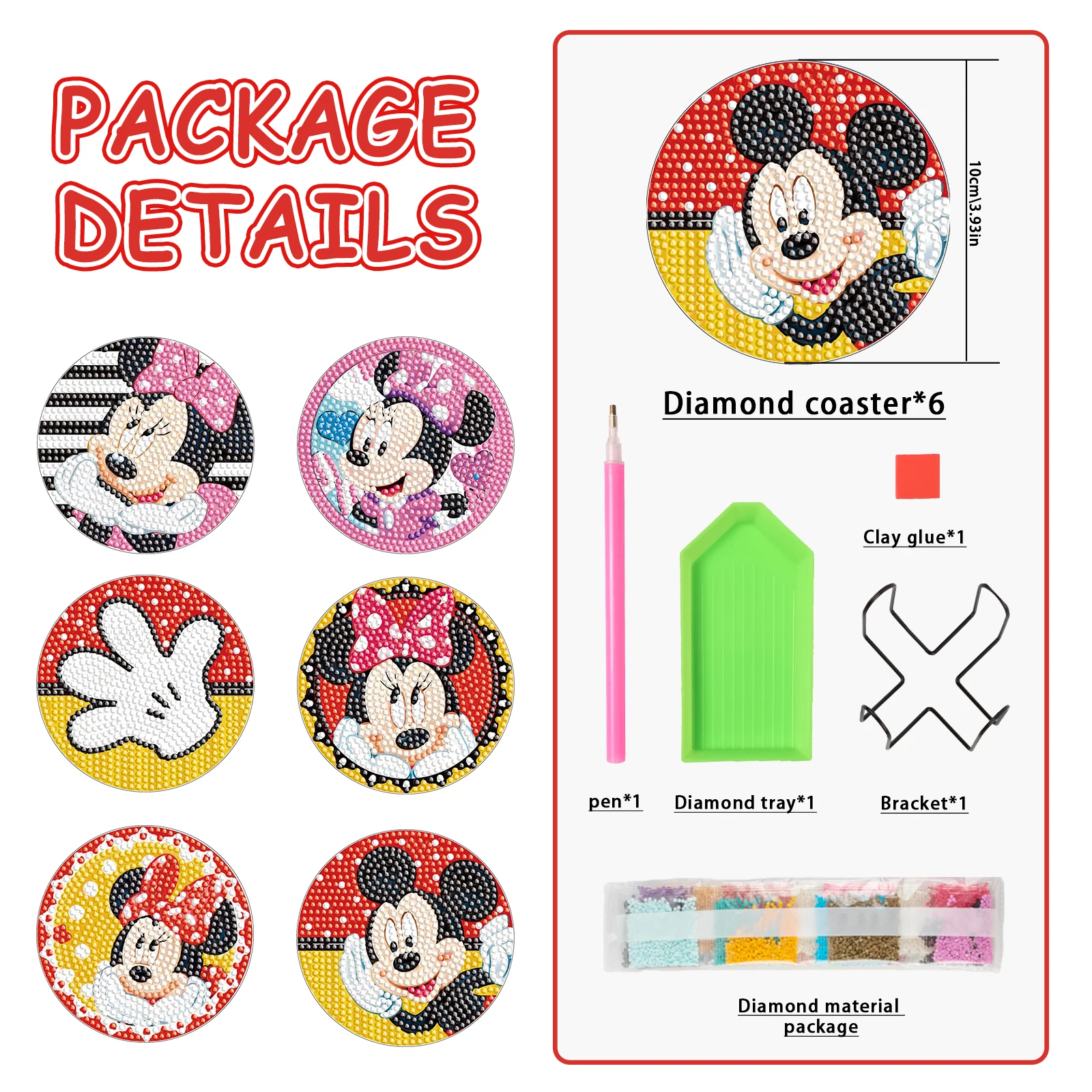 

Набор для алмазной вышивки «сделай сам» Disney, мозаика Микки-стежка из страз, подставка под чашку для напитков, коврик для стола, изоляционная ...