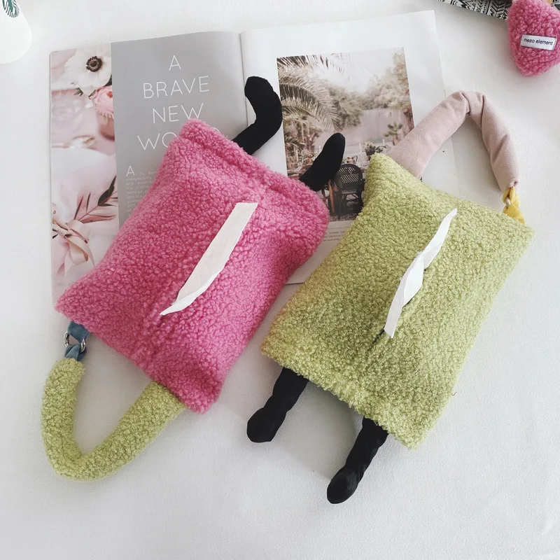 

Cartoon Plush Tissue Box Car Hanging Tissue Bag Desktop Napkin Tissue Holder Wet Wipes Paper Towel Storage Organizer Containers