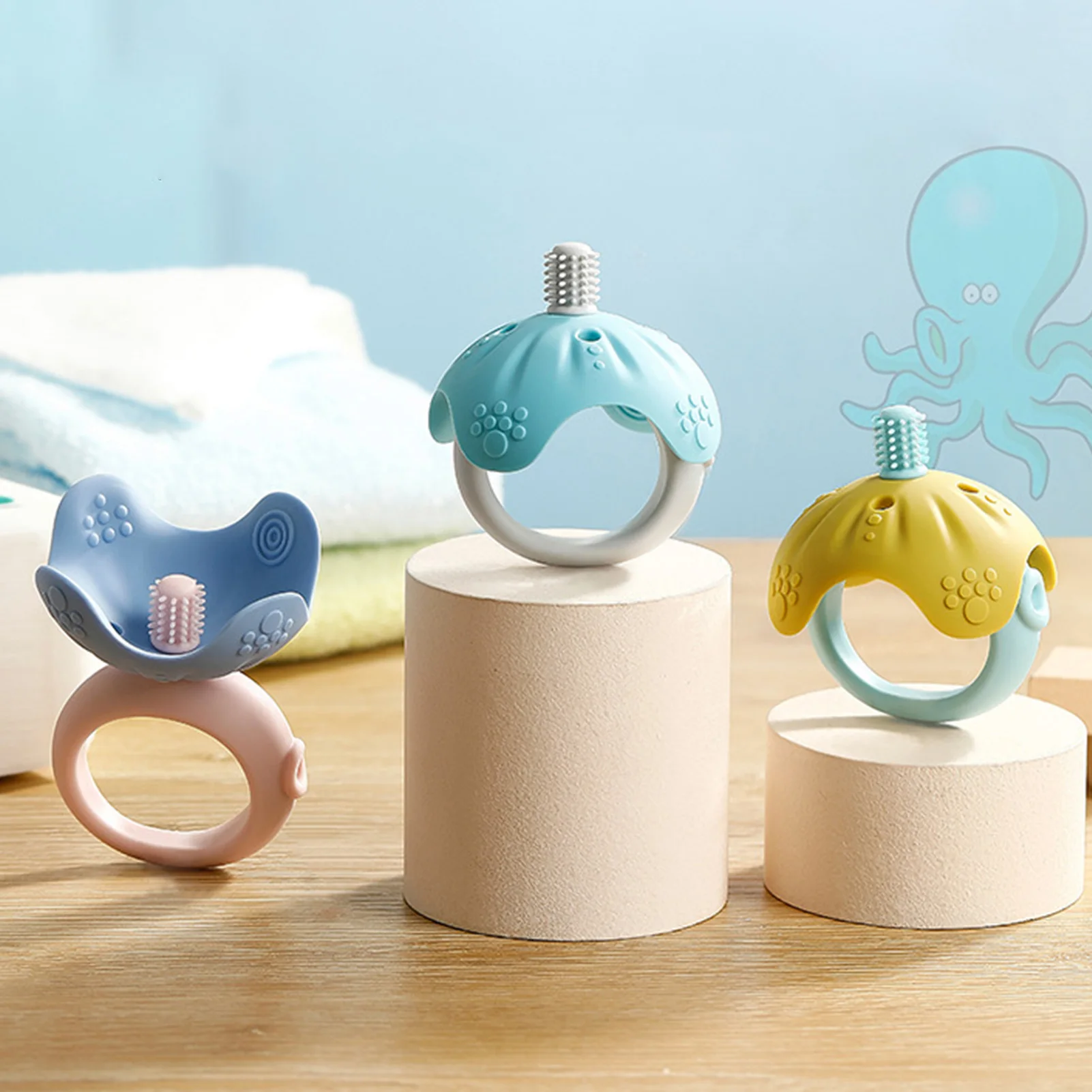 

Teething Toys For 0-6 Months Infant Teething Hands Free Design Teething Relief Pacifier Toy For 0-6month Infants Silicone