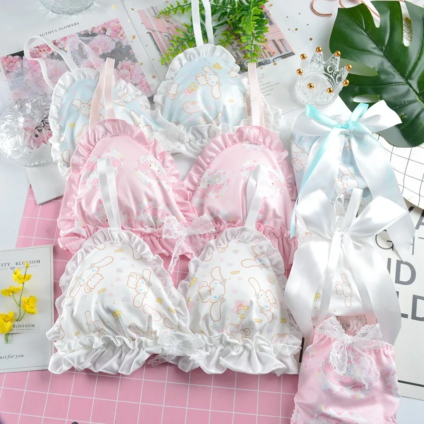 

Sexy Cinnamoroll Underwear Bra Sanrio My Melody Kawaii Student Comfortable No Rims Underwear Suit Girls Birthday Gift