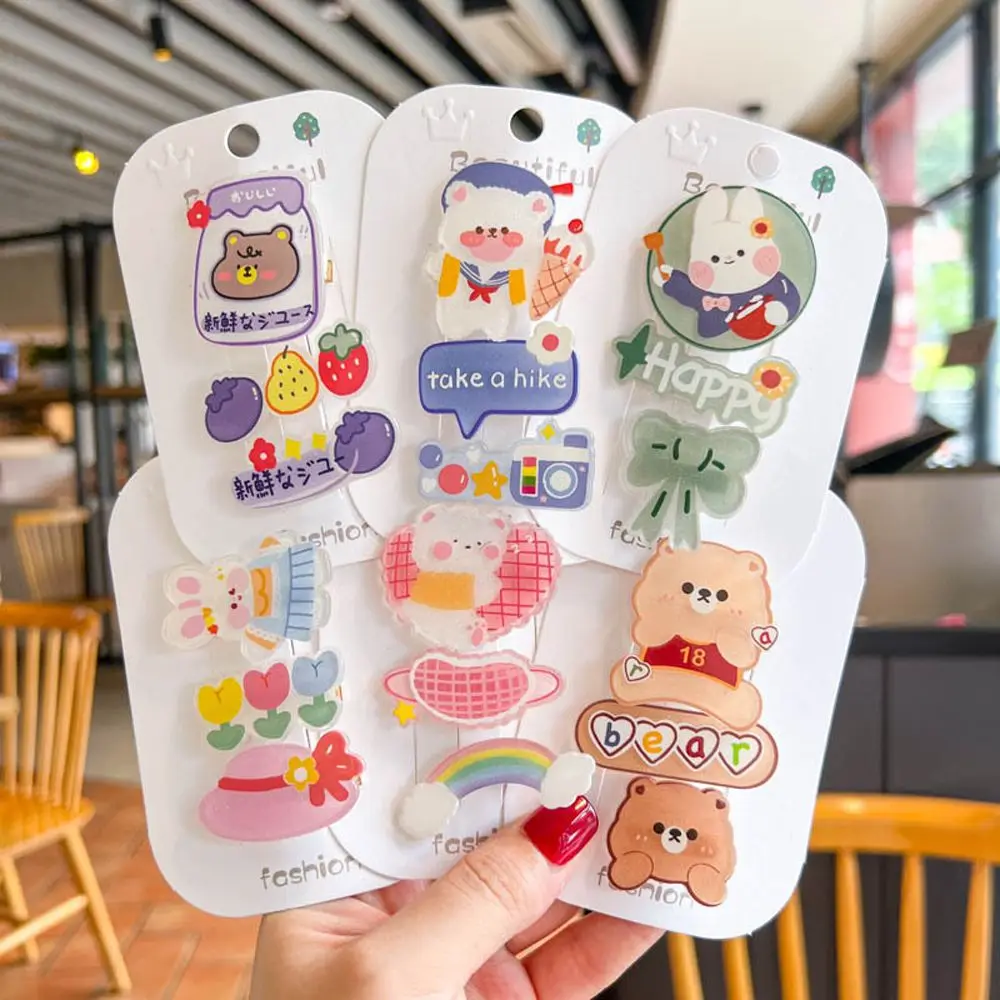 

Детские корейские заколки для волос с мультяшными медведями, аксессуары для волос в виде кроликов, заколки для волос в виде маленьких собак