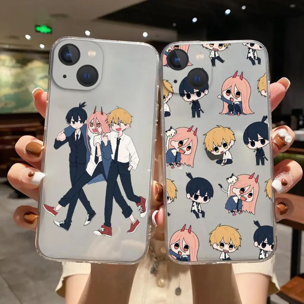 

Cute Anime Chainsaw Man Clear Phone Case For iPhone 11 12 13 14 Pro XS MAX XR XS 12 13 Mini 7 8 14 Plus Soft TPU silicone case