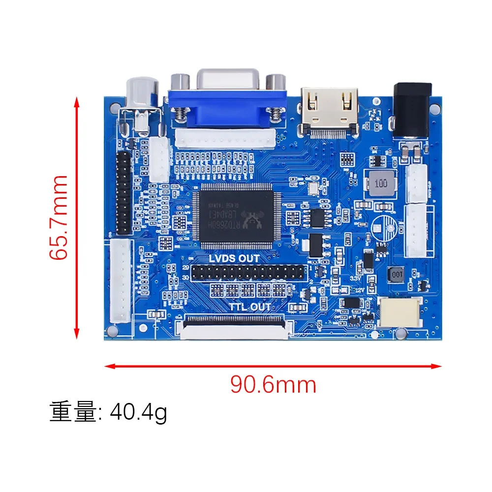 Фото Универсальная плата контроллера ЖК-дисплея PCB800099-V.9 с интерфейсами TTL 50pin, LVDS 30pin и поддержкой HD MI, VGA, AV. №5