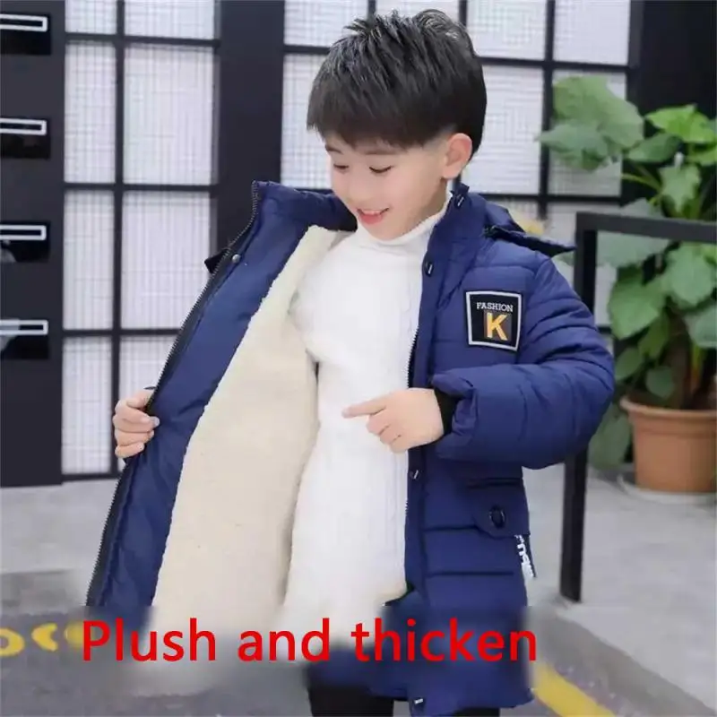 

Boys Cotton Coat Winter New Cotton Coat Thickened Thickened Mid Length Cotton Coat Korean Version Boys Winter