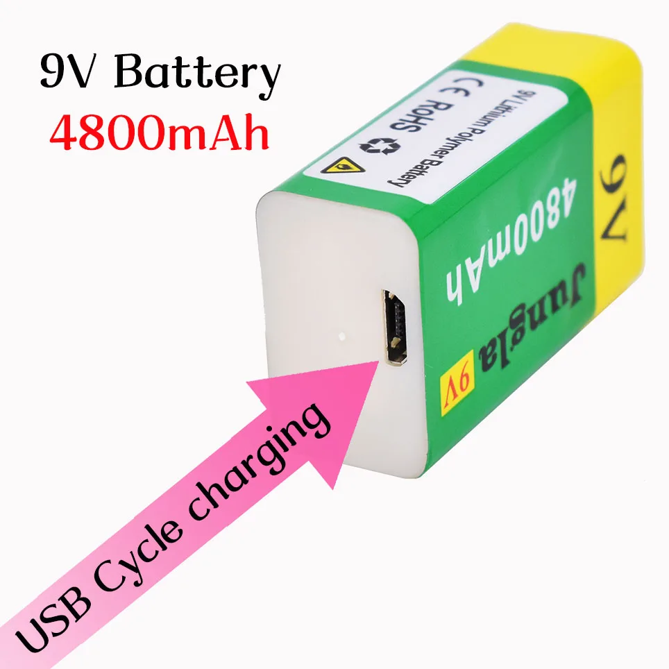 

2021 High capacity USB Battery 9V 4800mAh Li-ion Rechargeable Battery USB lithium battery for Toy Remote Control drop shipping