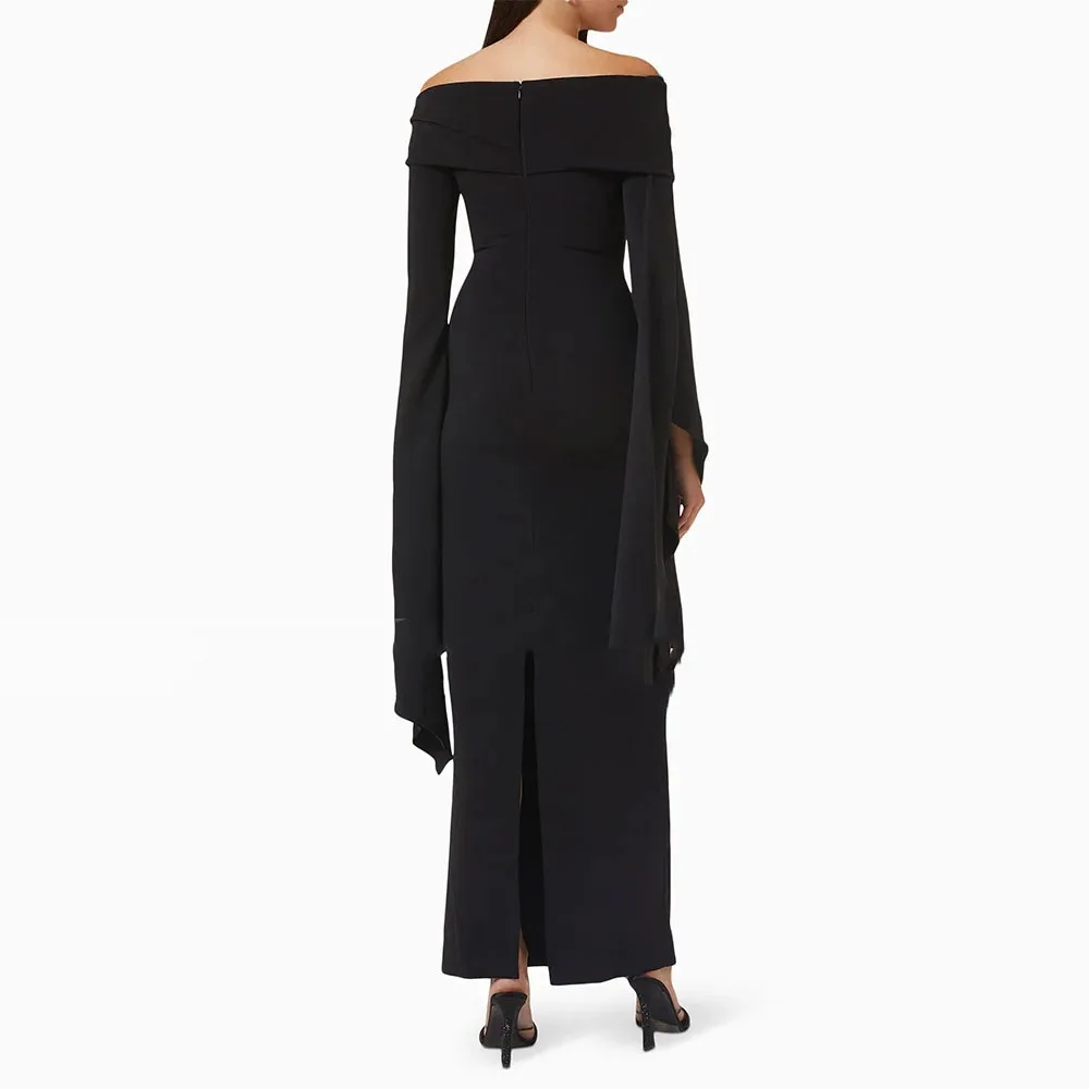 Черные платья для гостей свадьбы женщин с открытыми плечами строгие женские