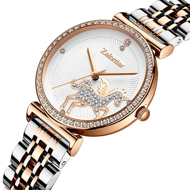 Simple Women's Watch Waterproof Solid Steel Diamond Waterproof Waterproof Quartz Watch  Reloj De Mujer