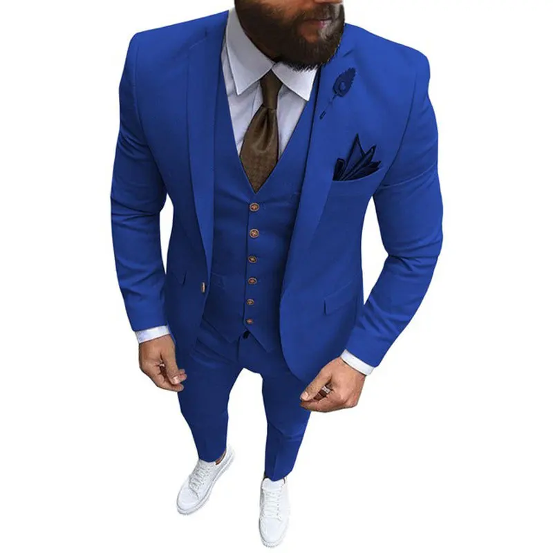 

2023 Costume Homme Mariage Business Slim 3pcs Jacket Dress Blazers Suit Coat Vest Waistcoat Pants Trousers Wedding Suits for Men