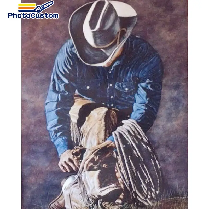 

PhotoCustom Oil Painting By Number Man Hand Painted Paintings Drawing On Canvas DIY Pictures By Numbers Portrait Kits Home Decor