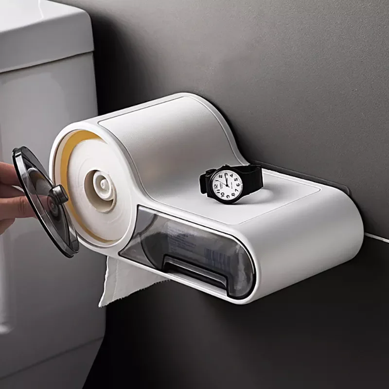 

Bathroom Toilet Paper Holder Paper Tissue Box Plastic Toilet Dispenser Wall Mounted Roll Paper Free Punching Holder Storage Box