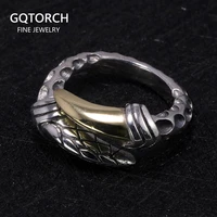real solid 925 sterling silver rings for men women dragon claws shaped vintage punk rock small tail rings adjustable 5 6 7