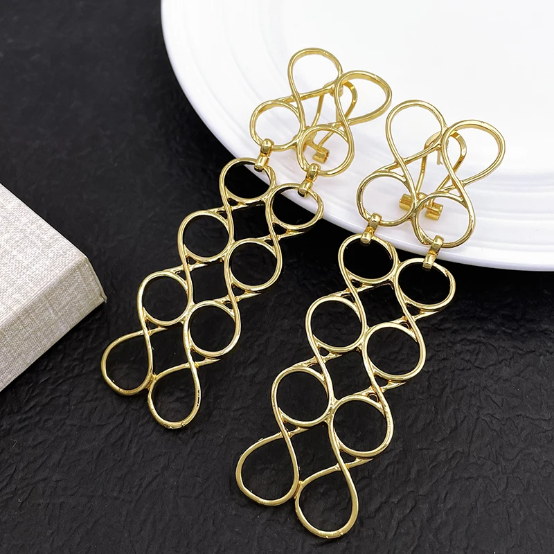 Женские серьги с покрытием из 18-каратного золота золотистые большого размера