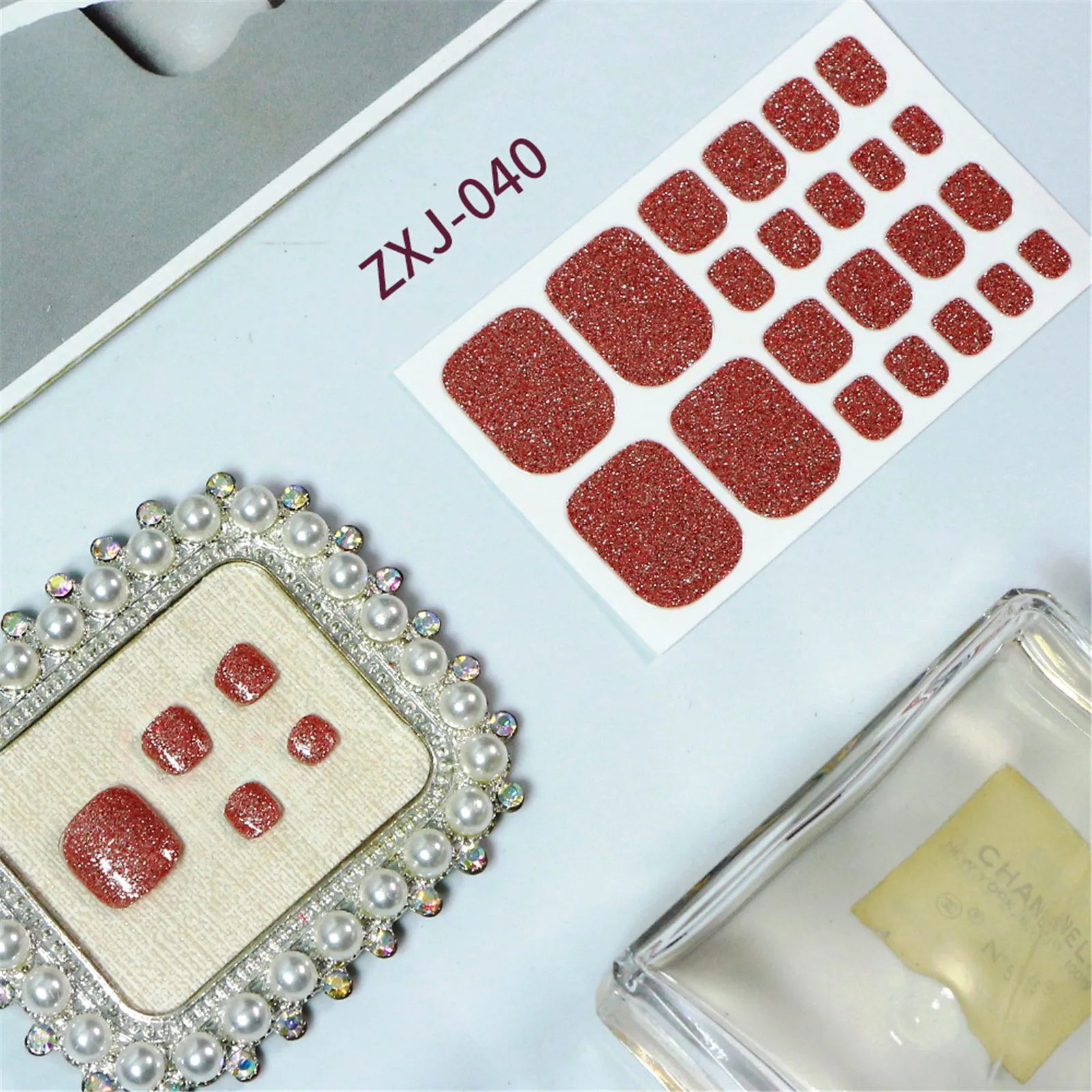 

Glitter Art Nail Toe Decals Stickers DIY Summer Nail Waterproof Foot Stickers