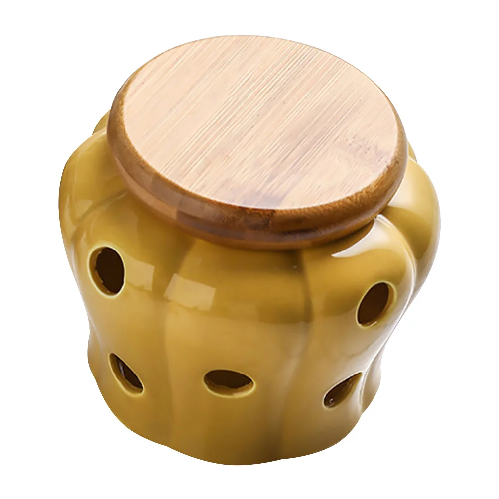 

Garlic Storage Keeper Container Ceramic Jar Kitchen Ginger Holder Onion Organizers Canister Potato Saver Jars Lemon Bin Potatoes