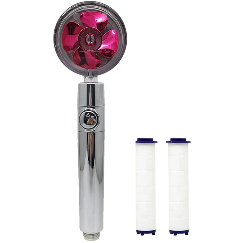 

High Pressure Propeller Shower Head, 360° Water Saving Rotating Shower Nozzle, 2CM Universal Connector with 2 Filter