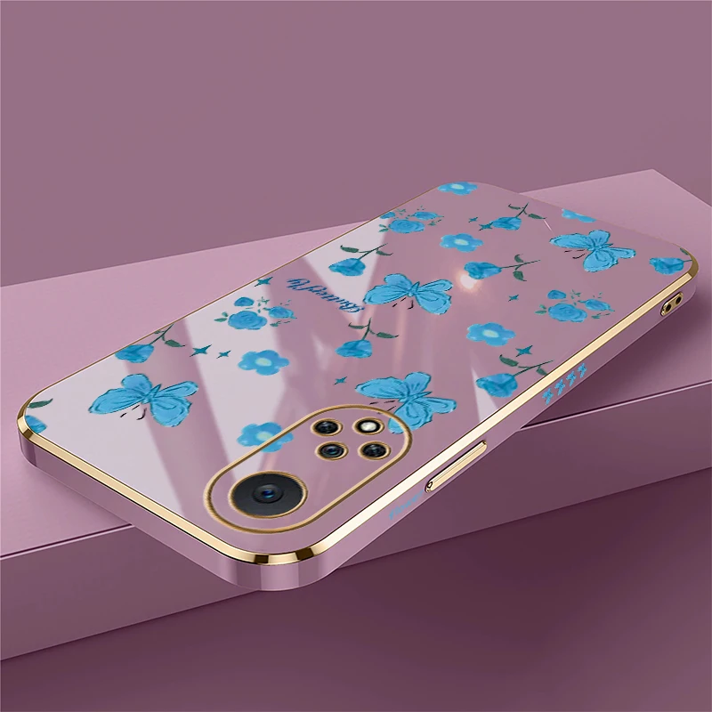 Фото Противоударный чехол из ТПУ для телефона Huawei Nova 7 6 SE 3i 4e 5T 5i Y70 Plus 9 7i 8i, силиконовый чехол с цветочным принтом и бабочками №2