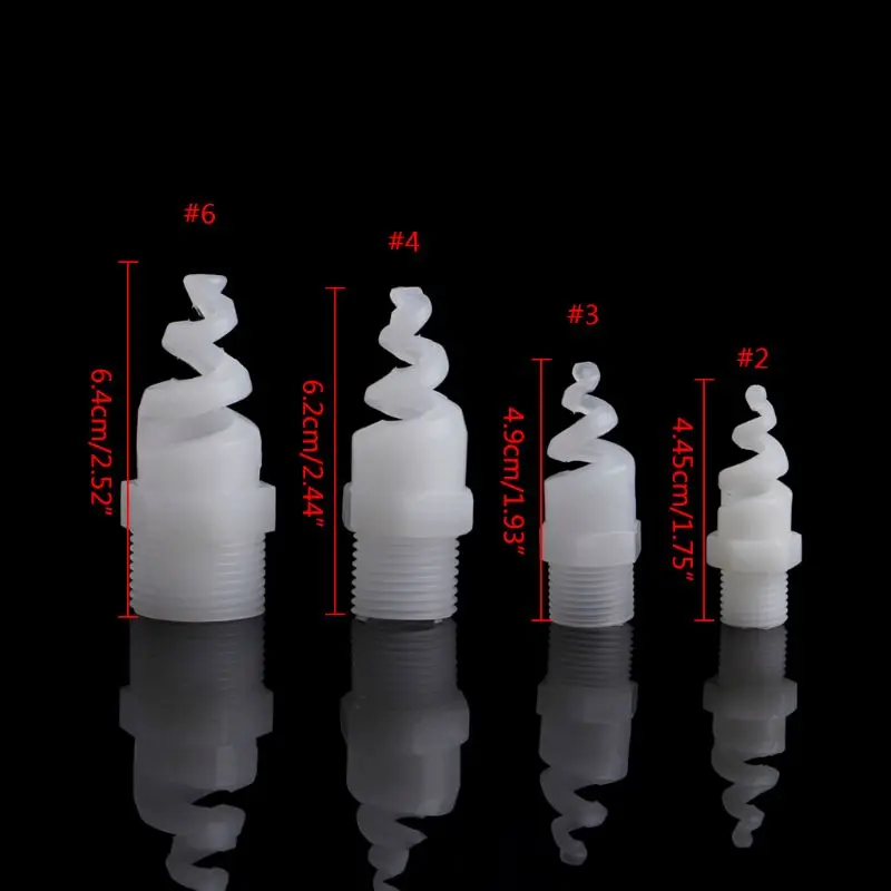 

5Pcs Plastic PP Spiral Cone Nozzle Spray Sprinkler Head 1/4" 3/8" 1/2" 3/4" bspt