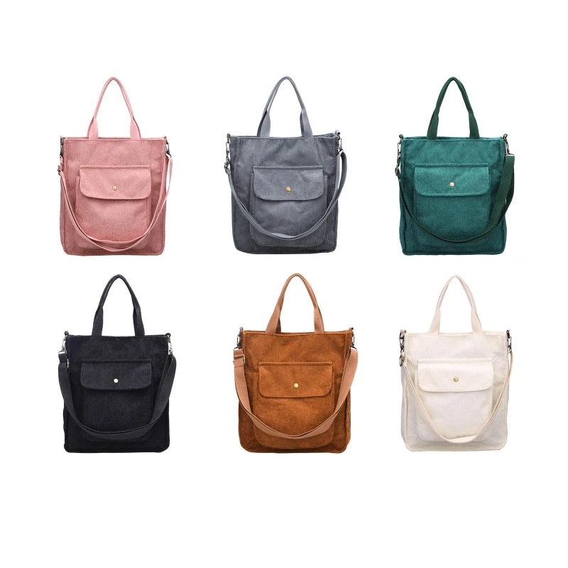 

Soft Corduroy Handbags Vintage Large Capacity Tote Bags Casual Crossbody Bag
