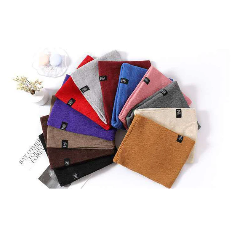 Зимний вязаный теплый шарф однотонный утепленный шерстяной меховой для шеи снуд