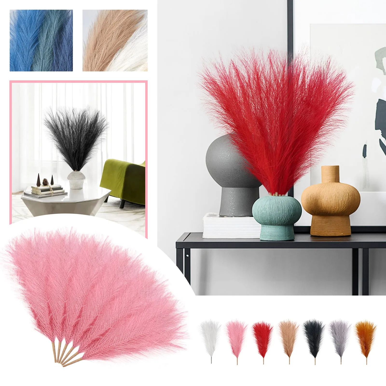 

6 bunches 45 cm Dried Pampas Grass Flowers Pantas Artificiales Para Decoracion Real Plants Home Decor Wedding Decoration 2022