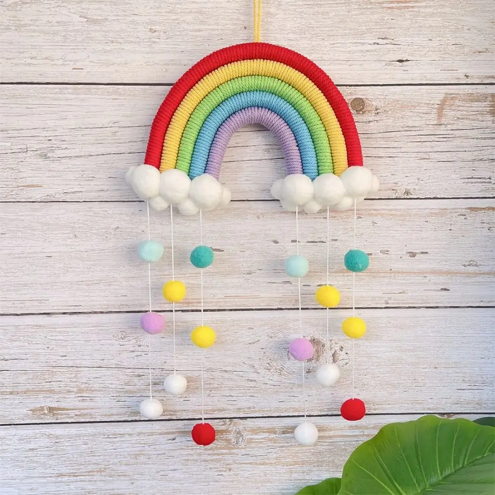 DIY PomPom Радужные облака гобелен ручной работы макраме реквизит для фото тканый