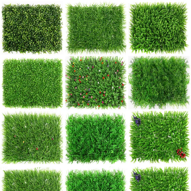 

Artificial Plant Wall Milan Lawn Eucalyptus Green Plant Background Wall Wedding Home Decoration Plastic Fake Grass Flower Screen