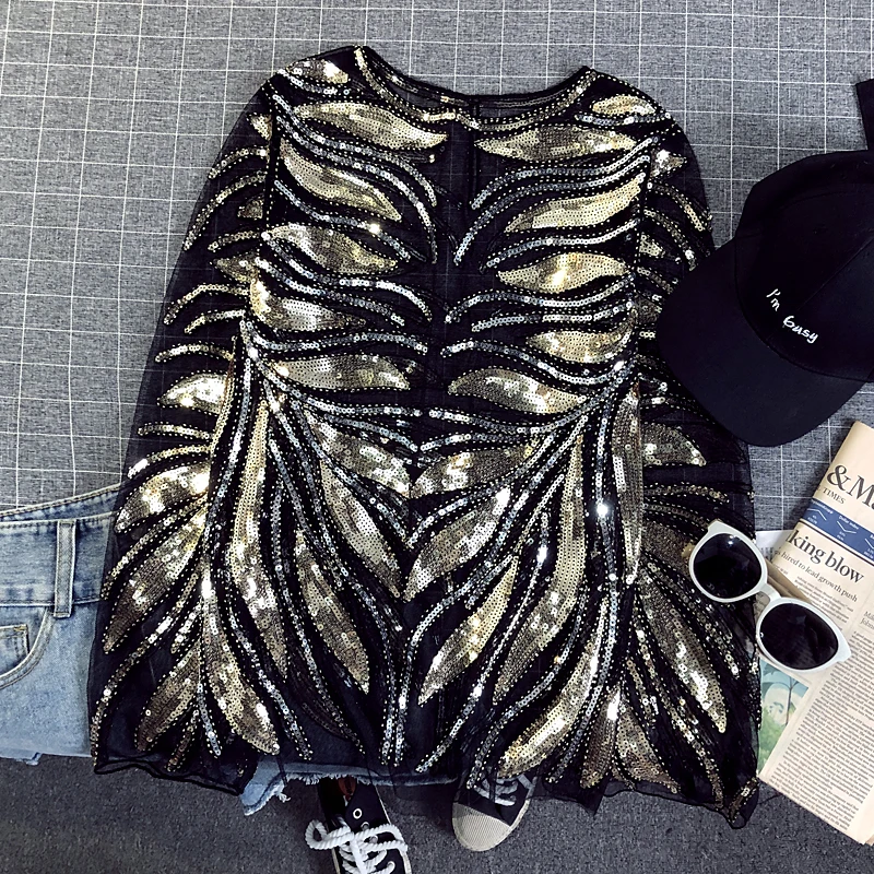 Модные женские блестящие футболки с блестками летние топы для танцев Рабочие