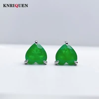 classic 100 925 sterling silver 99mm heart shaped emerald topaz gemstone stud earrings for women wedding party fine jewelry