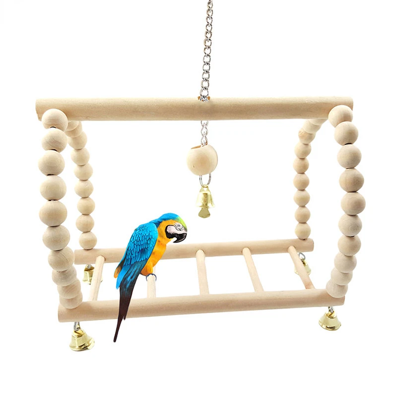 

Bird Parrot Toys Wooden Hanging Swing Hammock Climbing Ladders Perches Toy Parakeet Cockatiels Birds Accessories Cage Supplies