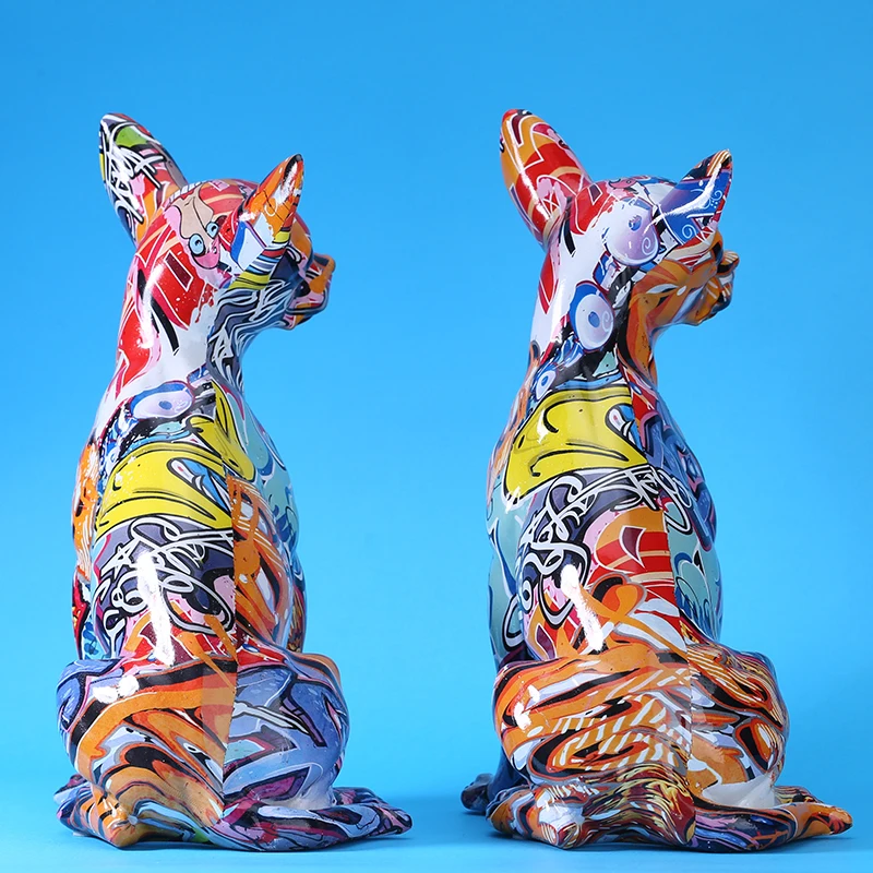 Simple Creative Color Bulldog Chihuahua Dog Statue Living Room Ornaments Home Entrance Wine Cabinet Office Decors Resin Crafts |