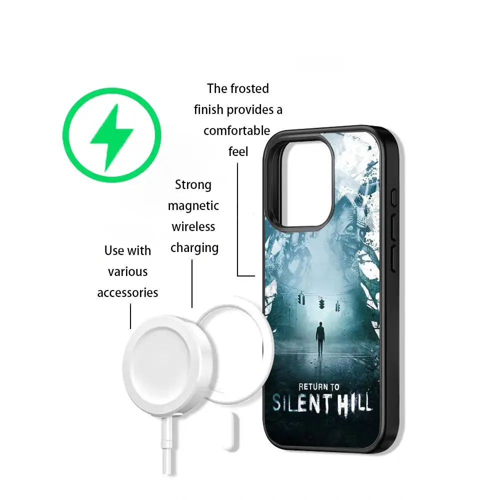 Фото Популярный чехол для телефона в стиле хоррор-игры S-Silent Hill 2 для iPhone 17 16 15 14 13 12 11 X XR XS 8 Plus Mini Pro Max, стеклянный магнитный чехол. №2