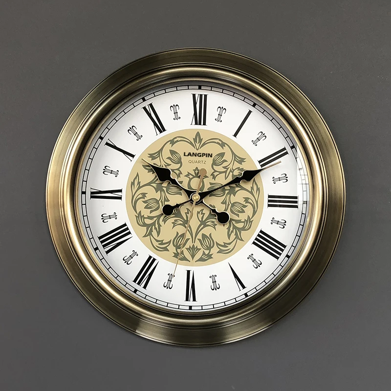 

European retro American home living room mute oversized 18-inch clock wall clock clock quartz clock