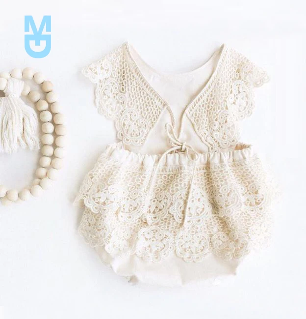 

New Summer Toddler Newborn Kids Baby Girls Lace Hollow O-neck Romper Jumpsuit Infant Kids Girls Elegant Tutu Dress Outfits Cloth