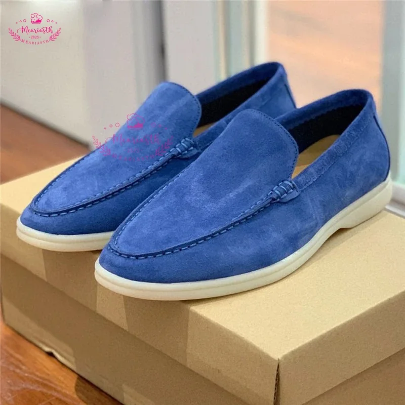 

Kidsuede Men's Loafers Casual Leather Business Shoes for Men Nude Blue women Driving Shoes Flat Rubber Sole Formal Walk Shoes