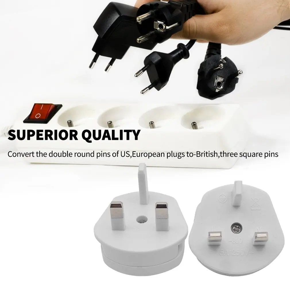 US EU To UK 2 Pin 3 Adapter Plug для бритвы практичная адаптер Великобритании дорожная