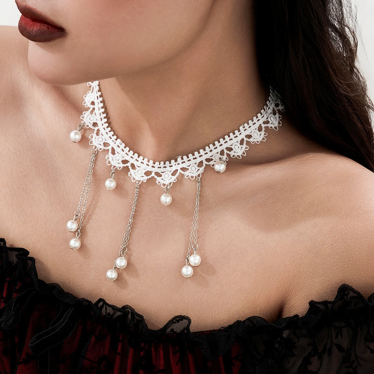KunJoe элегантное ажурное белое кружевное колье-колье женское сексуальное