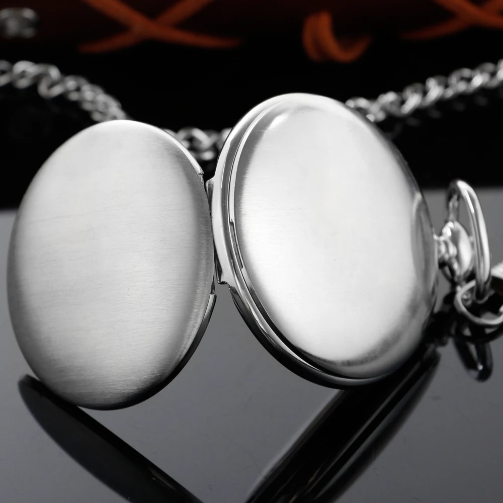 Silver Matte Texture Hollow Digital Steampunk Mechanical Pocket Watch Retro Gentleman Analog Signal Clock Lady Jewelry Gift