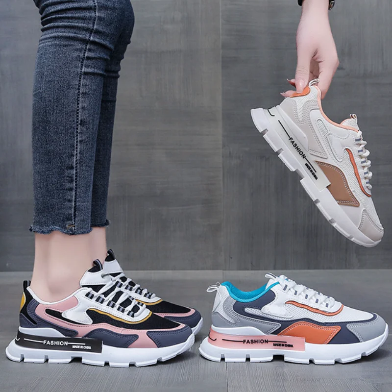 

Новинка, повседневная женская обувь, весна-осень, модная дышащая Спортивная обувь на платформе, Женская прогулочная обувь, спортивные кроссовки для бега
