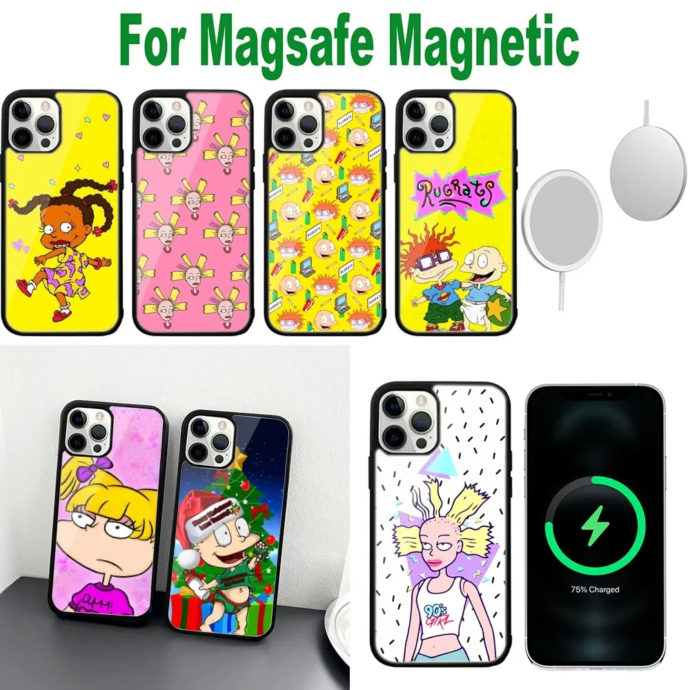 Cute Phone Case For iPhone 16 15 14 13 12 11 Plus Pro Max Mini R-Rugrats Magsafe Magnetic Wireless Charging