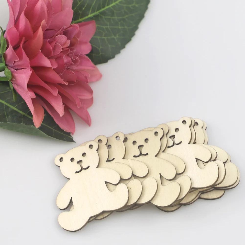 

Wooden Crafts Chips Wood Pieces Ornaments Diy Cutouts Shaped Hanging Bears Unfinished