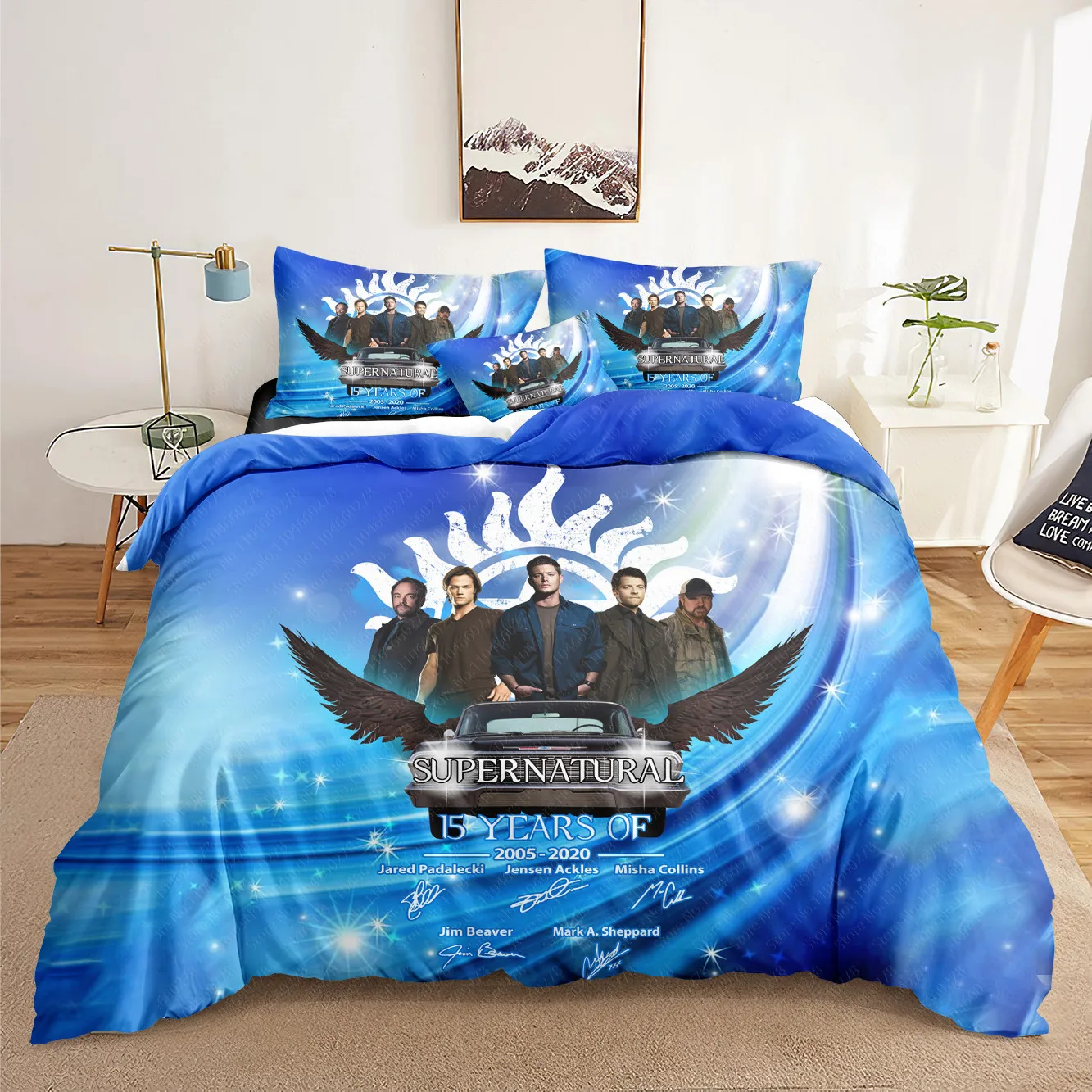 Комплекты постельного белья Сверхъестественное с 3D принтом пододеяльник для