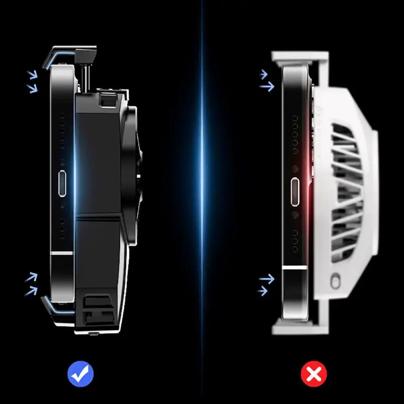 

Tech Blue Mood Light Mobile Phone Cooler Type-c Mini Phone Cooling Fan Cooling Fan Case Cell Phone Radiator Cooling Artifact