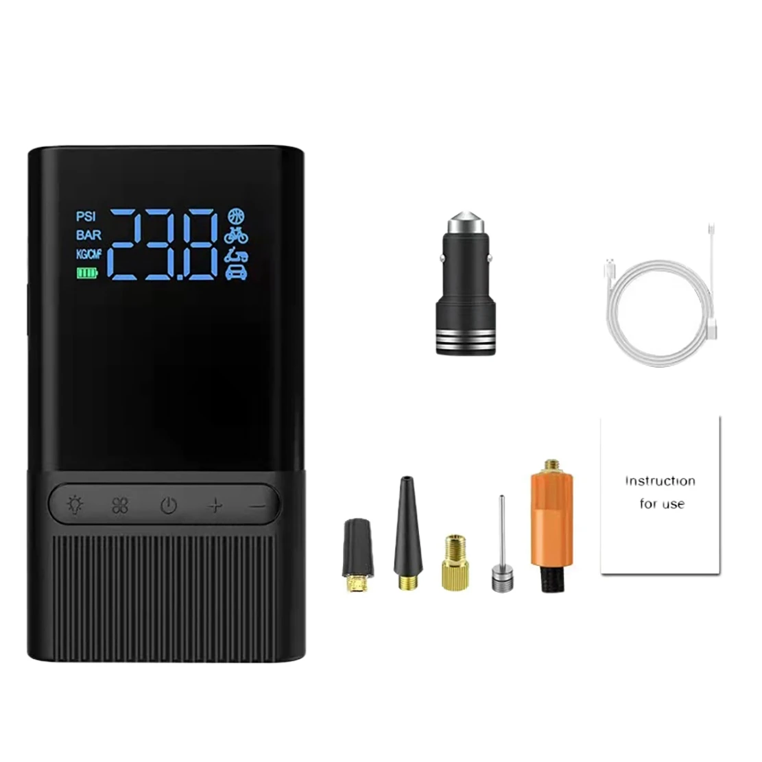 

M09 Tire Inflator 12V 120 PSI Portable Rechargeable Air Compressor with Car Charger for Car Motorcycles Bikes Boat