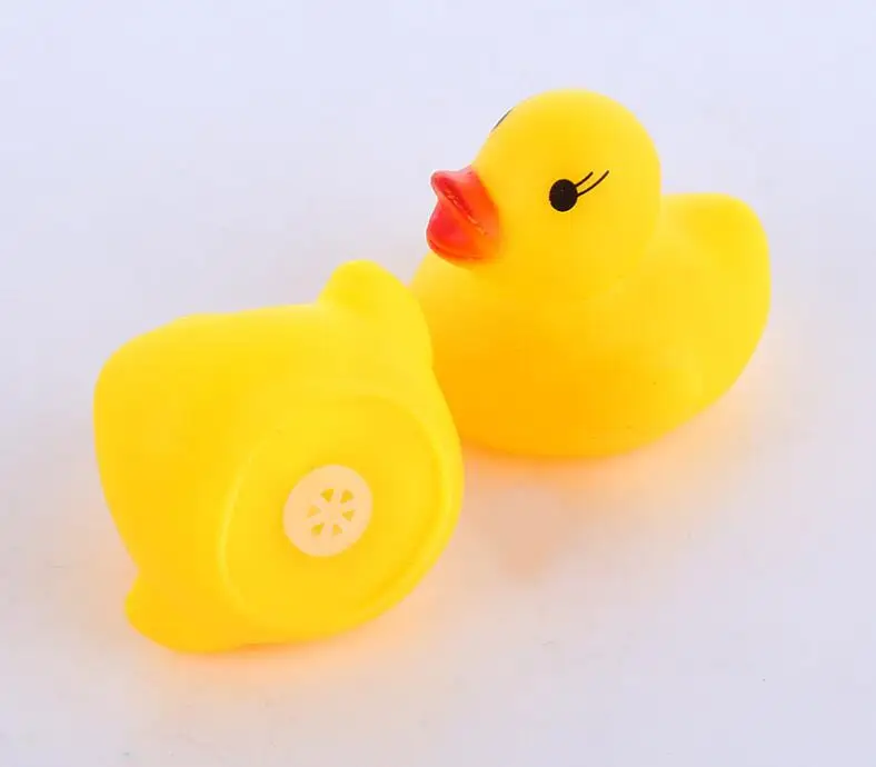1PCS Cube Squeeze-Sounding Dabbling Water Yellow Duck Mini Bath Baby Vinyl Floating Bathroom Swimming Games Christmas Toys Funny