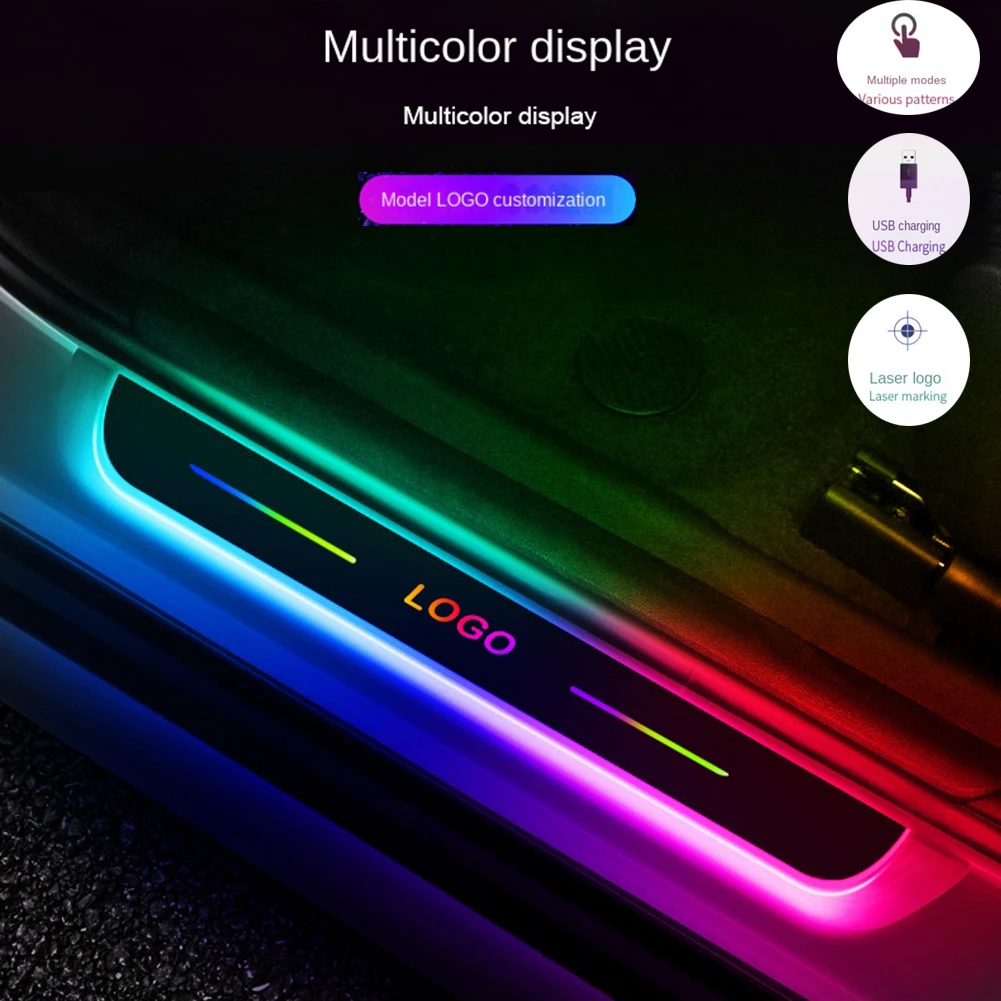 

Лампа-проектор логотипа универсальные светодиодсветодиодный ленты для порога двери, легкие устойчивые к царапинам автомобильные аксессуа...