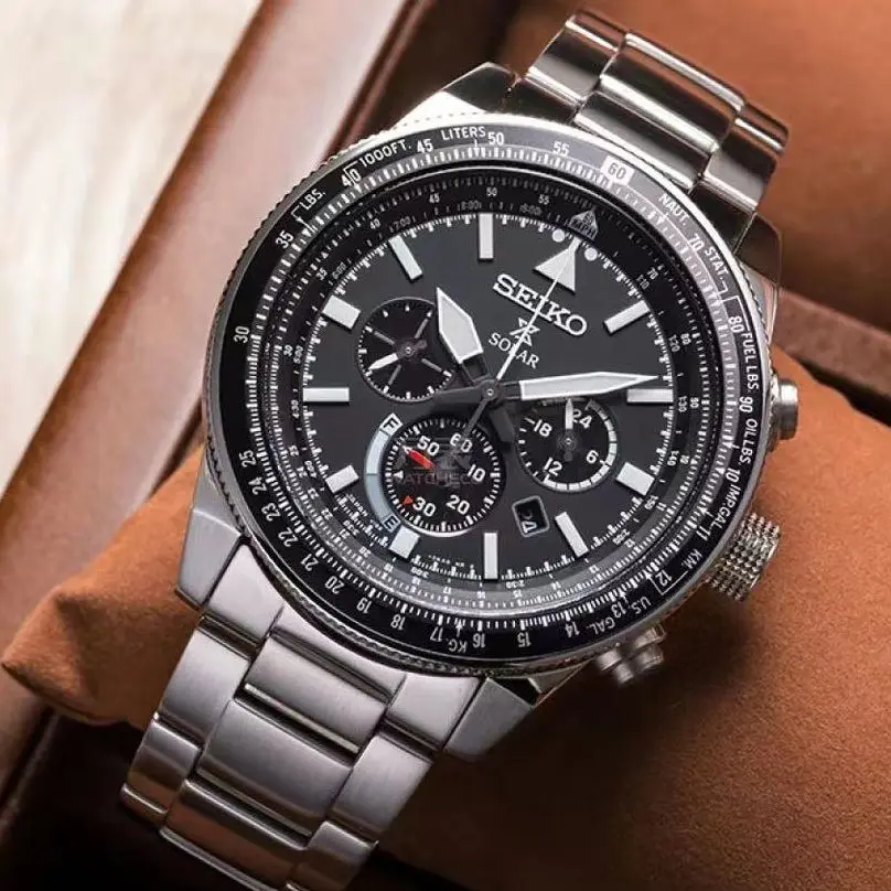 

2023 Роскошные мужские часы Seiko из нержавеющей стали, многофункциональные кварцевые часы с тремя отверстиями и шестью иглами, мужские часы с Т...