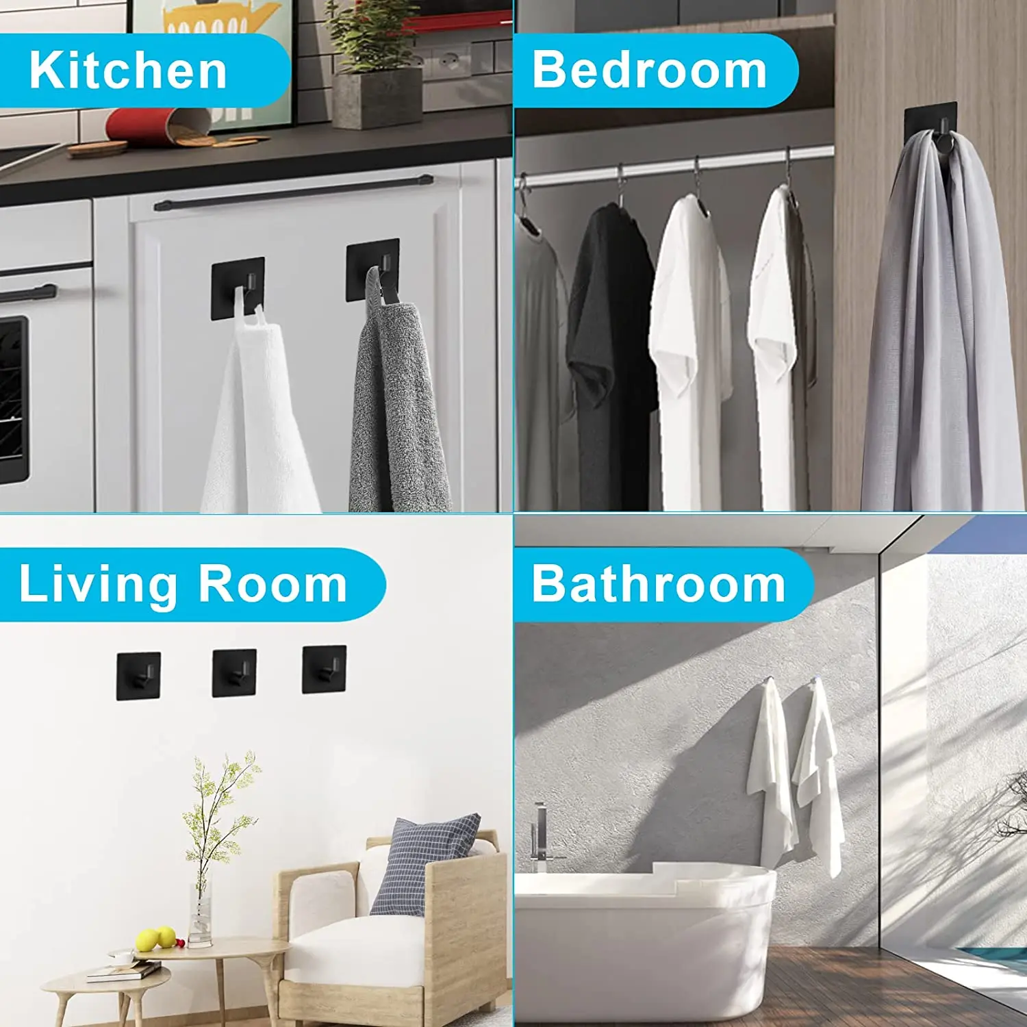 

Set Bathroom Accessories Black Robe Hook Towel Rail Bar Rack Bar Shelf Tissue Paper Holder Toothbrush Holder 30CM 40CM 9PC