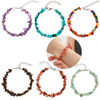irregular natural stone bracelet asymmetry beads crystal quartz gravel stretch bracelets bangles for women girls