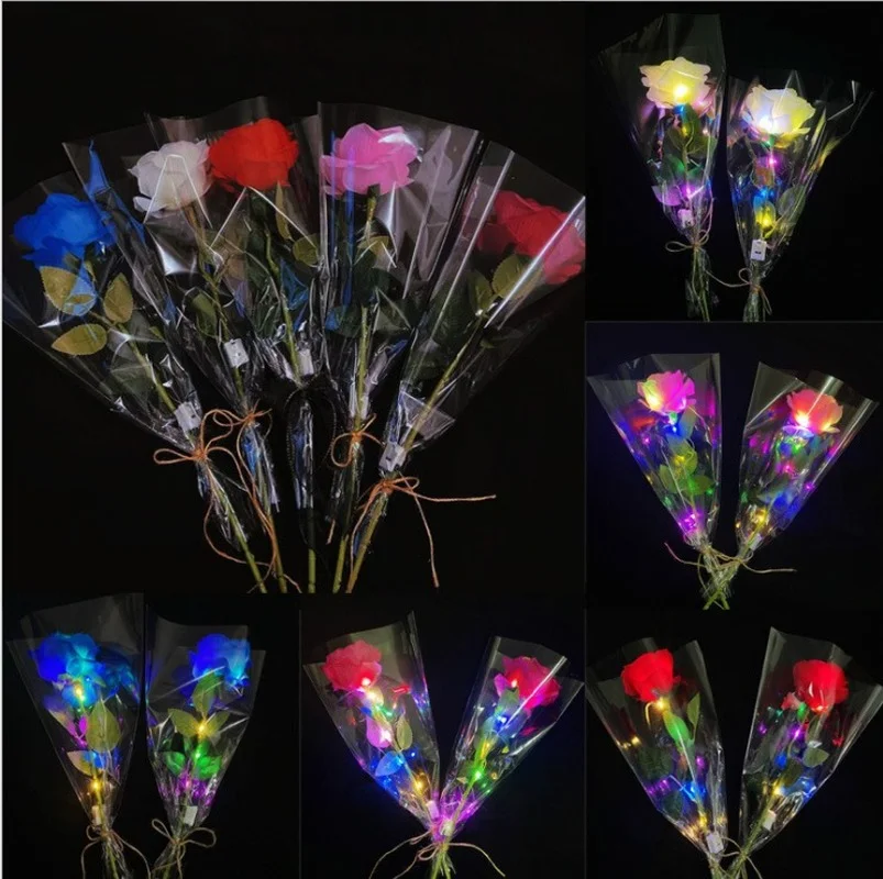 

8pcs Lighted Luminous Rose Flower Bouquet Led String Lights Flash Glowing Party Cosplay Birthday Wedding Halloween Christmas